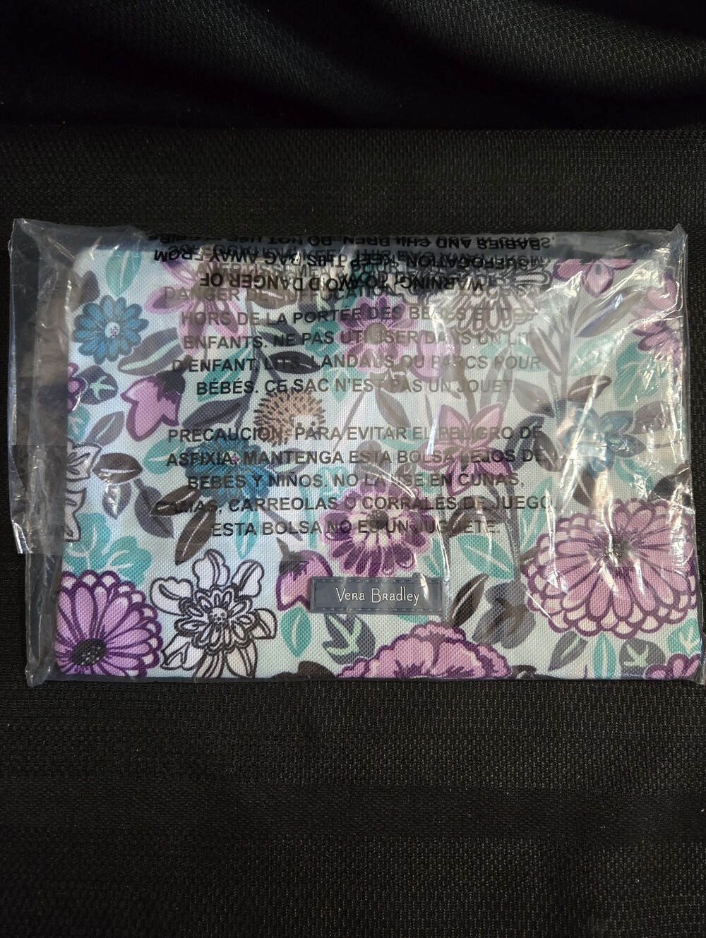 Vera Bradley NWT XL Floral Wristlet/Cosmetic Pouch in Purple and Teal
